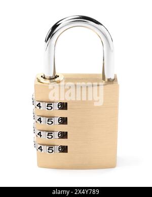 Steel combination padlock isolated on white Stock Photo - Alamy
