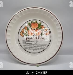 retro pie dish with recipe on bottom Stock Photo