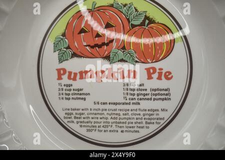 retro pie dish with recipe on bottom Stock Photo