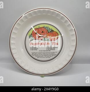 retro pie dish with recipe on bottom Stock Photo