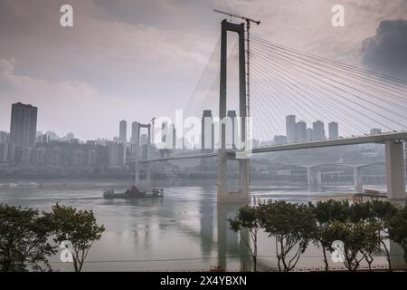 JANUARY 25, 2021, CHONGQING, CHINA: The bridge and business district of Chongqing, China Stock Photo