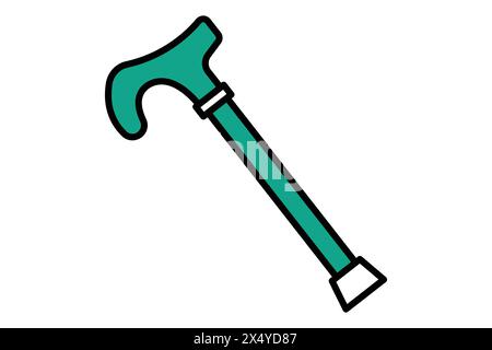 walking cane icon. icon related to elderly. flat line icon style. old age element illustration Stock Vector