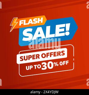 Flash sale discount web banner promotion. Design template in square format. Stock Vector