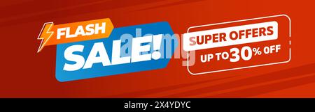 Flash sale discount web banner promotion. Design template in horizonta format. Stock Vector