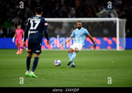 MELBOURNE, AUSTRALIA. 5 May, 2024. Pictured: Melbourne City defender Frenchman Samuel Souprayen(26) in action at the A Leagues Soccer elimination finals, Melbourne Victory FC v Melbourne City FC at Melbourne's AAMI Park. Credit: Karl Phillipson/Alamy Live News Stock Photo