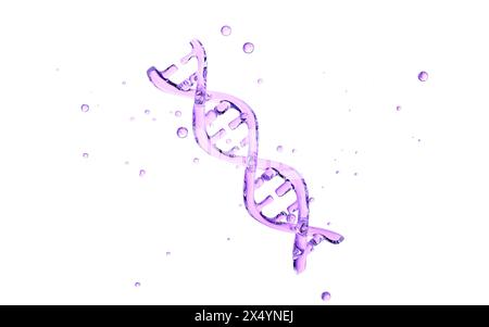 Purple DNA in the white background, 3d rendering. 3d illustration. Stock Photo
