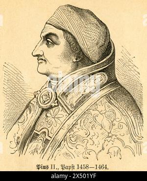 Pope Pius II, image from: 'Die Kirche Christi in Bild und Wort ' (the church Christ in image and word), ARTIST'S COPYRIGHT HAS NOT TO BE CLEARED Stock Photo