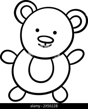 Hand drawn teddy bear. Children toy bear in doodle style. Children doodle drawing. Baby teddy toy. Vector isolated illustration on white background Stock Vector