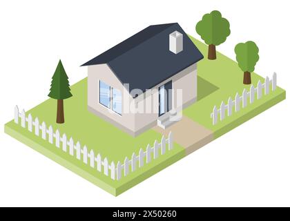 Isometric building. Residential house icon. Vector illustration. Eps 10. Stock Vector