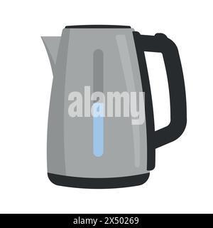 Electric kettle. Modern electric tea kettle or teakettle with hot boiling water. Vector illustration. Eps 10. Stock Vector