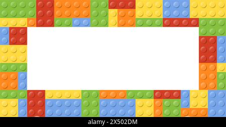 Pattern blocks toy background. Toy bricks. Plastic construction blocks. Vector illustration. Eps 10. Stock Vector