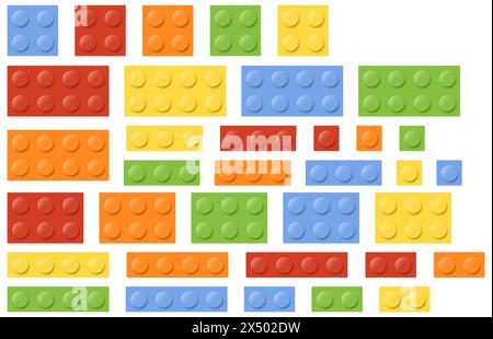 Set of blocks building toy colored brick. Toy bricks. Vector illustration. Eps 10. Stock Vector
