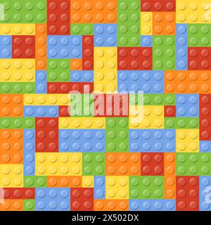 Pattern blocks toy background. Toy bricks. Plastic construction blocks. Vector illustration. Eps 10. Stock Vector