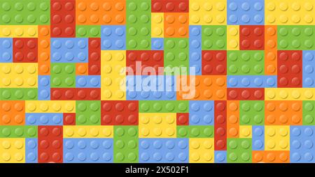 Pattern blocks toy background. Toy bricks. Plastic construction blocks. Vector illustration. Eps 10. Stock Vector