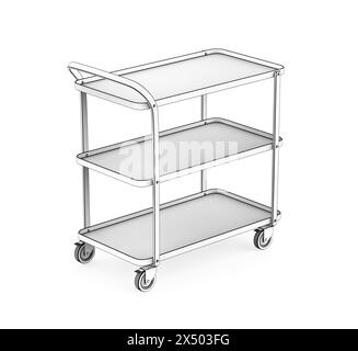 Sketch of food serving cart on white background Stock Photo