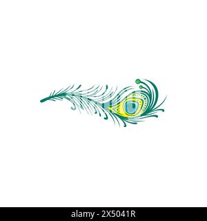 Peacock feathers on a white background. Vector Illustration. Peacock Feather Logo Stock Vector