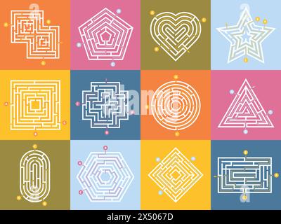 Labyrinth game. Maze conundrum, labyrinth way rebus and many entrance ...