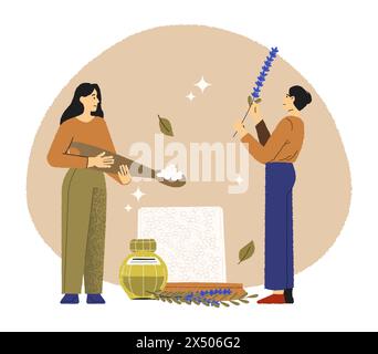 People making candles, home made to aroma Stock Vector