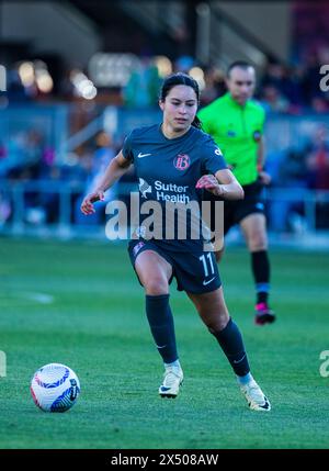 May 05, 2024 San Jose, CA USA Bay FC forward Scarlett Camberos (11)runs down the ball during the NWSL game between the Chicago Red Star and the Bay FC. Chicago beat Bay FC 2-1 at Pay Pal Park San Jose Calif. Thurman James/CSM Stock Photo