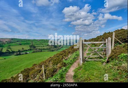 Offa's Dyle on Panpunton Hill overlooking the Teme Valley near Knighton, Powys, Wales (but on the Shropshire side of the border) Stock Photo