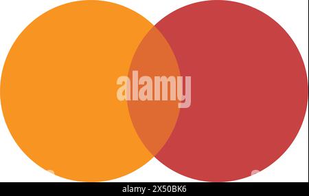 Relationship Venn diagram with 2 intersecting circles. Stock Vector