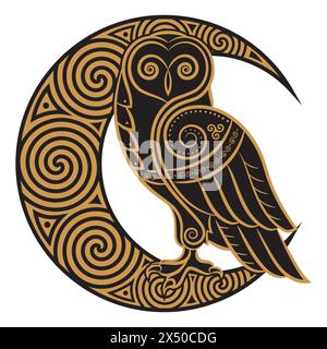 Viking helmet, crossed viking axes and in a wreath of Scandinavian pattern and viking shield Stock Vector