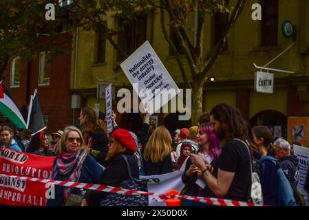 Melbourne, Australia. 05th May, 2024. Trades unionists and socialists gather during the May Day rally. The annual rally in Australia takes place on the first Sunday of May. May Day or International Workers Day is celebrated on the 1st of May and unites together Union movements, with left wing political parties. Credit: SOPA Images Limited/Alamy Live News Stock Photo