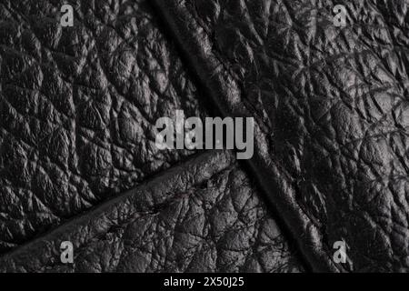 Black leather texture closeup. Abstract background and texture for design Stock Photo