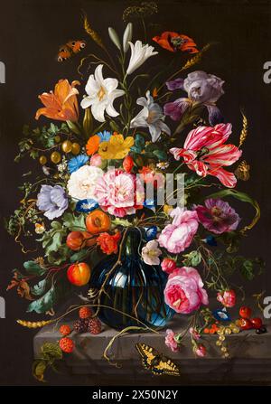 Jan Davidsz de Heem, Vase of Flowers, still life painting in oil on canvas, circa 1670 Stock Photo