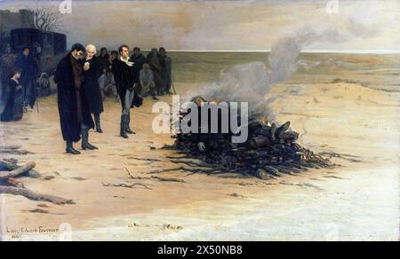 Louis Édouard Fournier, The Funeral of Shelley, painting in oil on canvas, 1889 Stock Photo