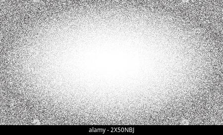 Noise dot oval gradient. Frame with grain effect. Stipple black background. Grunge texture vector pattern. Stock Vector