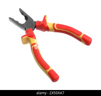 New combination pliers isolated on white. Construction tool Stock Photo