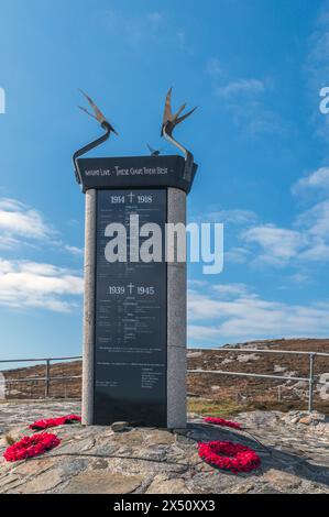 The Barra War Memorial at Nasg, Isle of Barra, Scotland Stock Photo