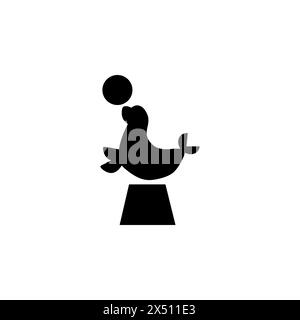Circus Performance Fur Seal flat vector icon. Simple solid symbol isolated on white background. Circus Performance Fur Seal sign design template for w Stock Vector