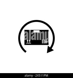 Delivery and Free Return Gifts or Parcels flat vector icon. Simple solid symbol isolated on white background. Gear Rotation Direction sign design temp Stock Vector