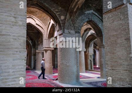 Isfahan, Iran - April 1, 2024: Jameh Mosque also known as the Atiq Mosque in Isfahan, Iran. Stock Photo