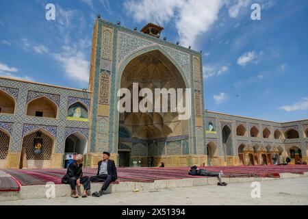 Isfahan, Iran - April 1, 2024: People visiting the Jameh Mosque also known as the Atiq Mosque in Isfahan, Iran. Stock Photo