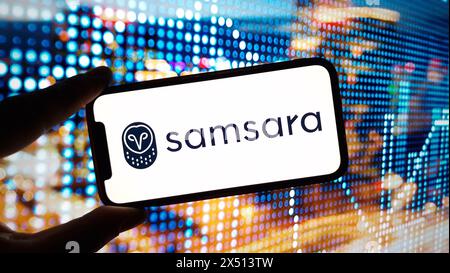 Konskie, Poland - March 17, 2024: Samsara company logo displayed on mobile phone Stock Photo