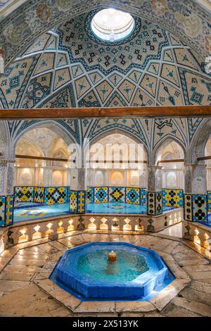 Kashan, Iran - April 3, 2024: Sultan Amir Ahmad Bathhouse, also known as the Qasemi Bathhouse, is a traditional Iranian public bathhouse in Kashan, Ir Stock Photo