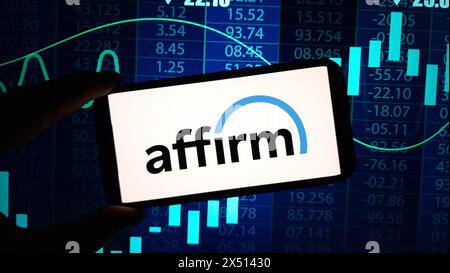 Konskie, Poland - March 17, 2024: Affirm company logo displayed on mobile phone Stock Photo