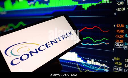 Konskie, Poland - March 17, 2024: Concentrix company logo displayed on mobile phone Stock Photo
