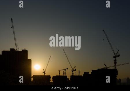 Seoul, South Korea. 03rd May, 2024. Construction equipments is installed at an apartment construction site in southern Seoul. Many apartments are being built in Seoul and surrounding cities to improve the living environment. Credit: SOPA Images Limited/Alamy Live News Stock Photo