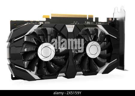 One computer graphics card isolated on white Stock Photo