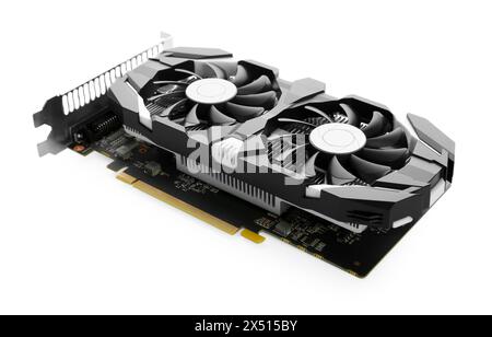 One computer graphics card isolated on white Stock Photo