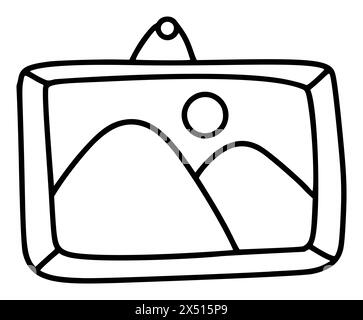 Hand drawn Simple Image Related Vector Line gallery Icon. Doodle Style. For web design, children book Stock Vector