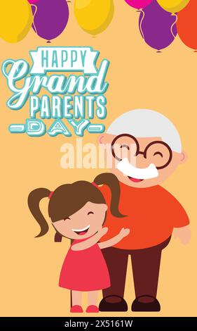 Happy Grandparents Day background. National Grandparents Day Celebration. Greeting Card, Poster, Banner. Calligraphy. July 23. Stock Vector