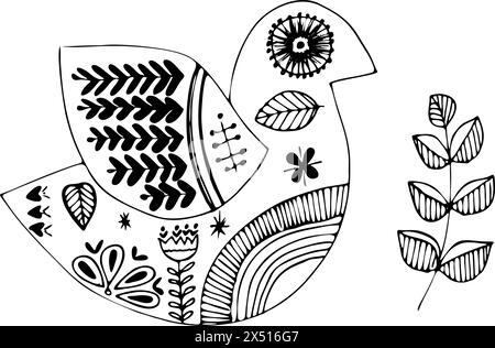 Geometric birds, symbols ornament ethnic. Stock Vector