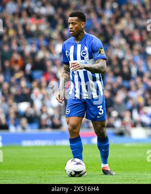 Igor Julio of Brighton during the Premier League match between Brighton and Hove Albion and Aston Villa at the American Express Stadium  , Brighton , UK - 5th May 2024 Photo Simon Dack / Telephoto Images.  Editorial use only. No merchandising. For Football images FA and Premier League restrictions apply inc. no internet/mobile usage without FAPL license - for details contact Football Dataco Stock Photo