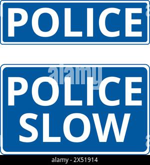Two blue police banners on a white background Stock Vector