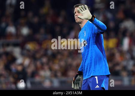 Wojciech Szczesny goalkeeper of Juventus gestures during the Italian championship Serie A football match between AS Roma and Juventus FC on May 5, 2024 at Stadio Olimpico in Rome, Italy Stock Photo